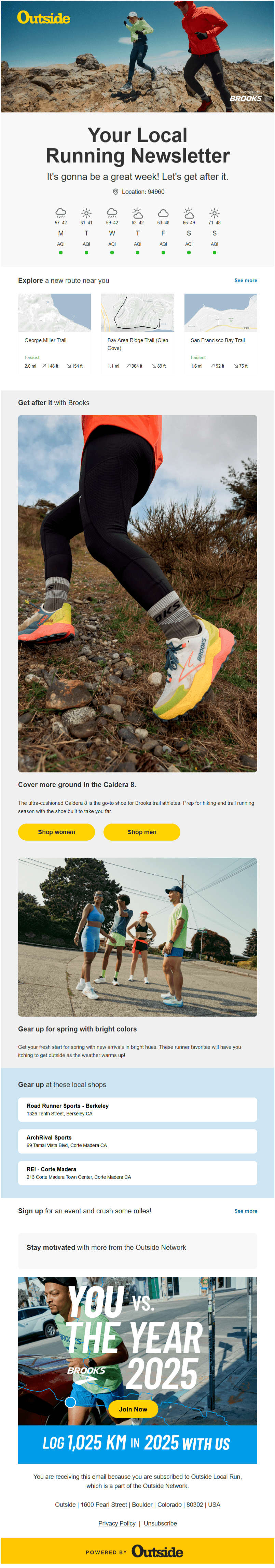 newsletter from Outside Local Run