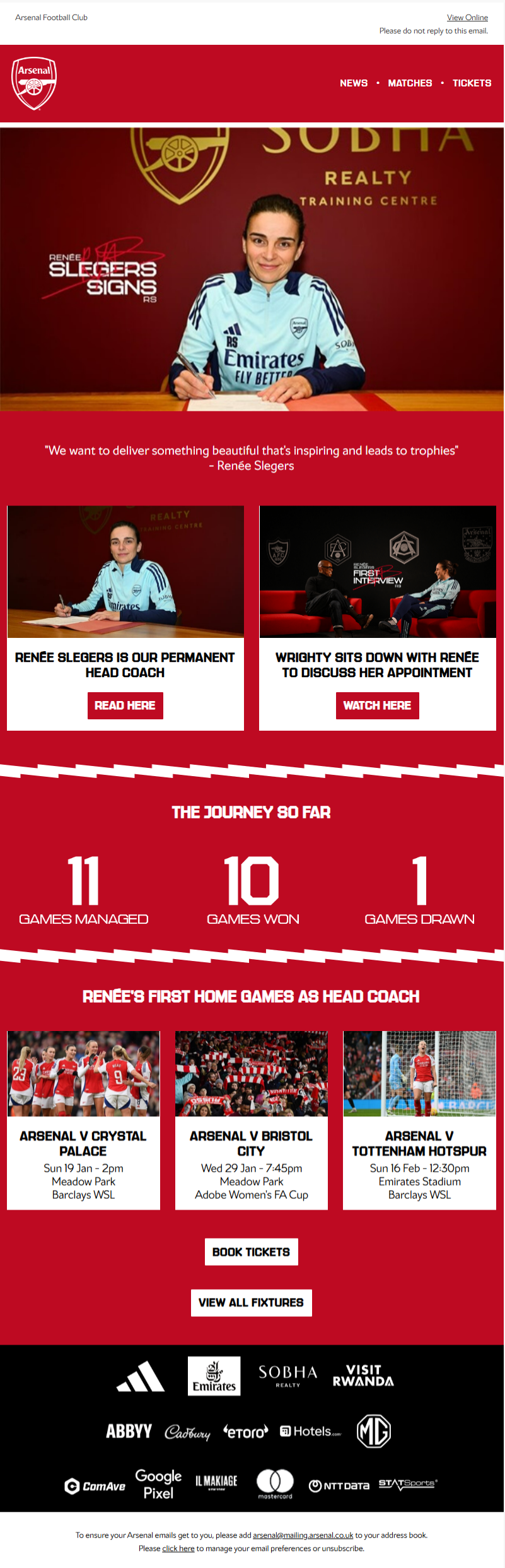 Arsenal’s newsletter