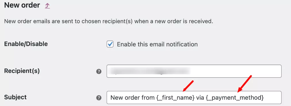 adding first name in subject field 
