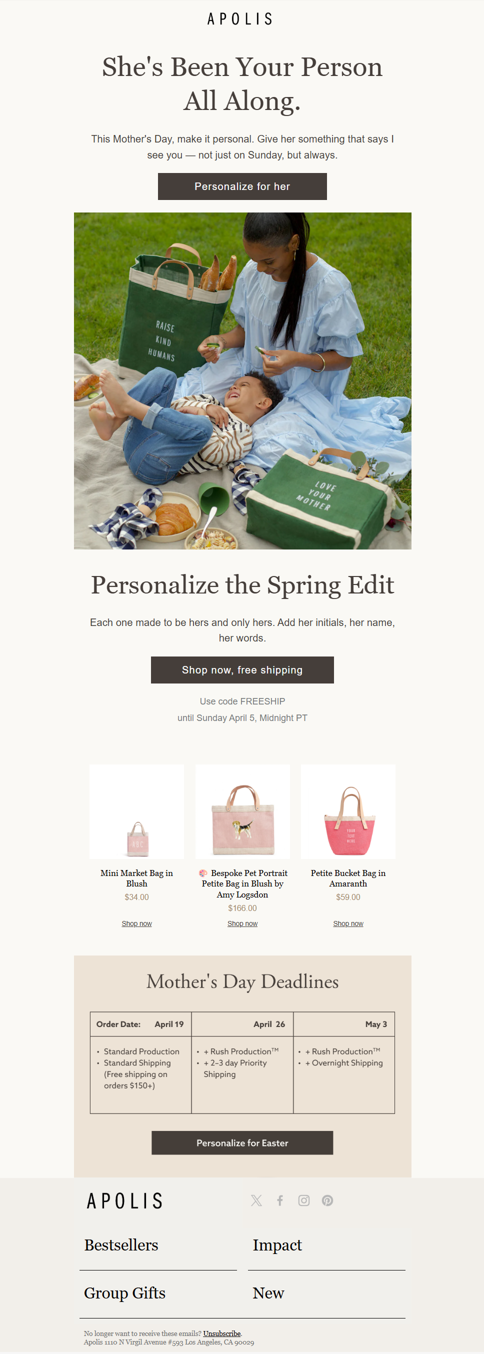 Mother's Day Email by Apolis