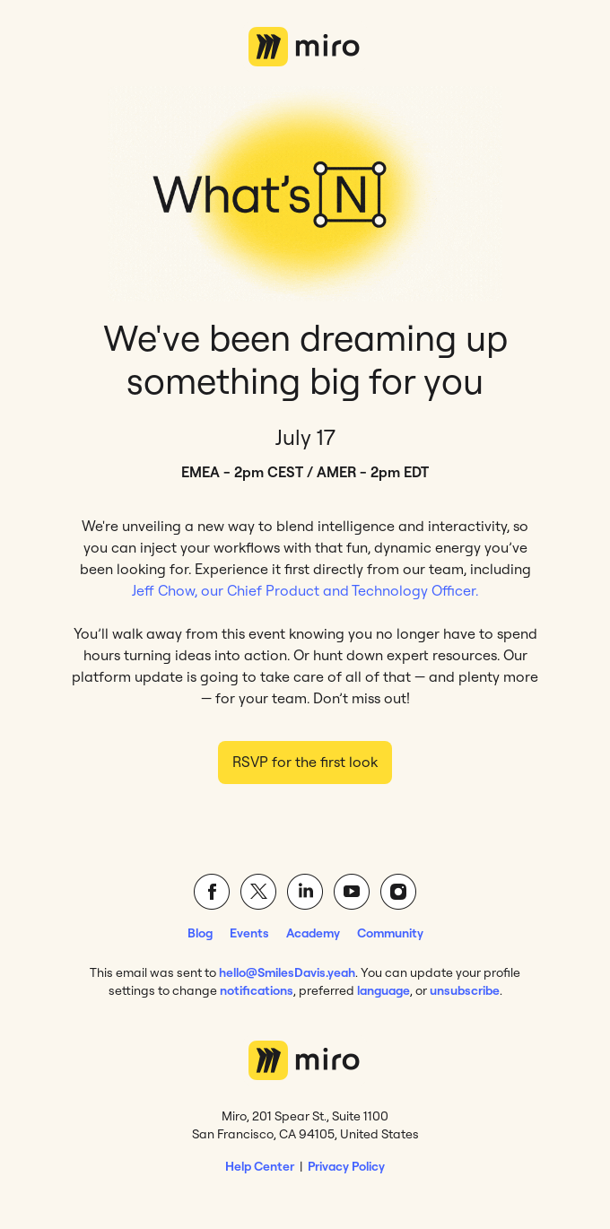 Miro calendar link in an email
