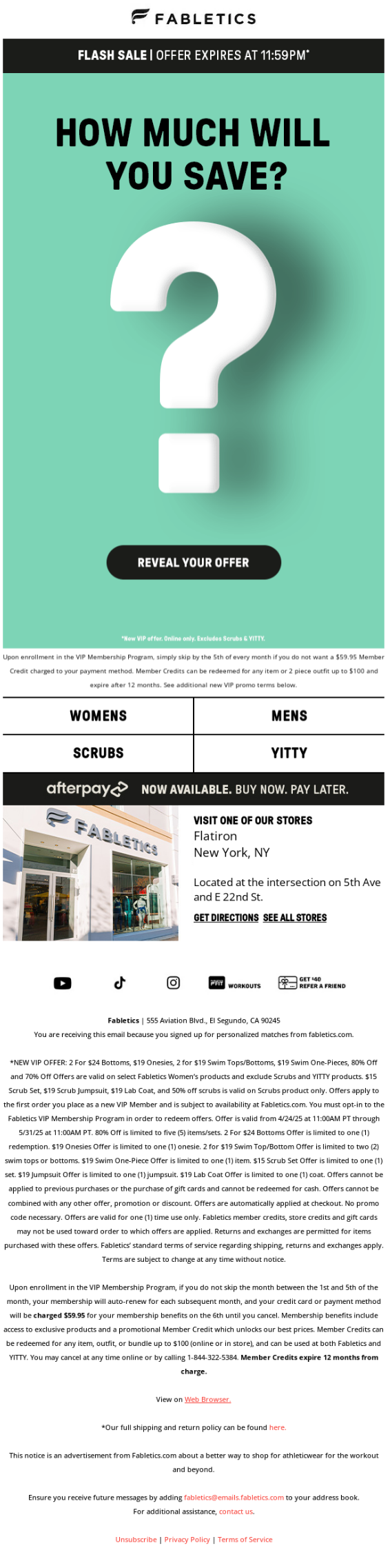 email template from Fabletics