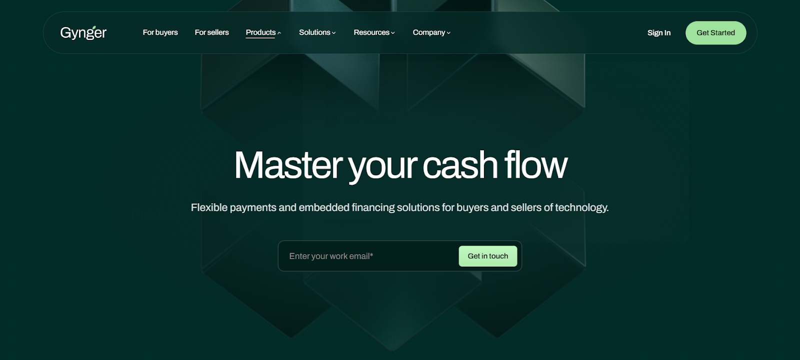 Landing page by Gynger
