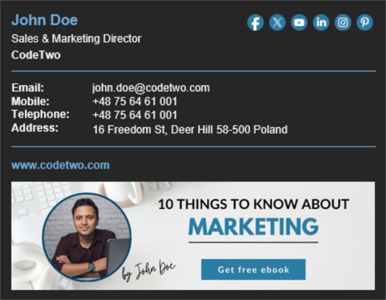 ebook promotion in email signature banner 