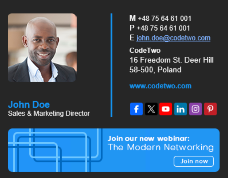 webinar promotion in email signature banner 
