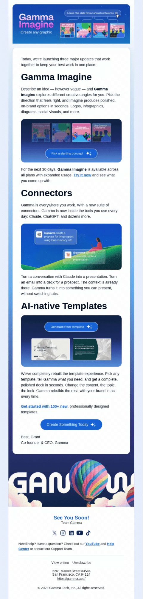 email template from Gamma